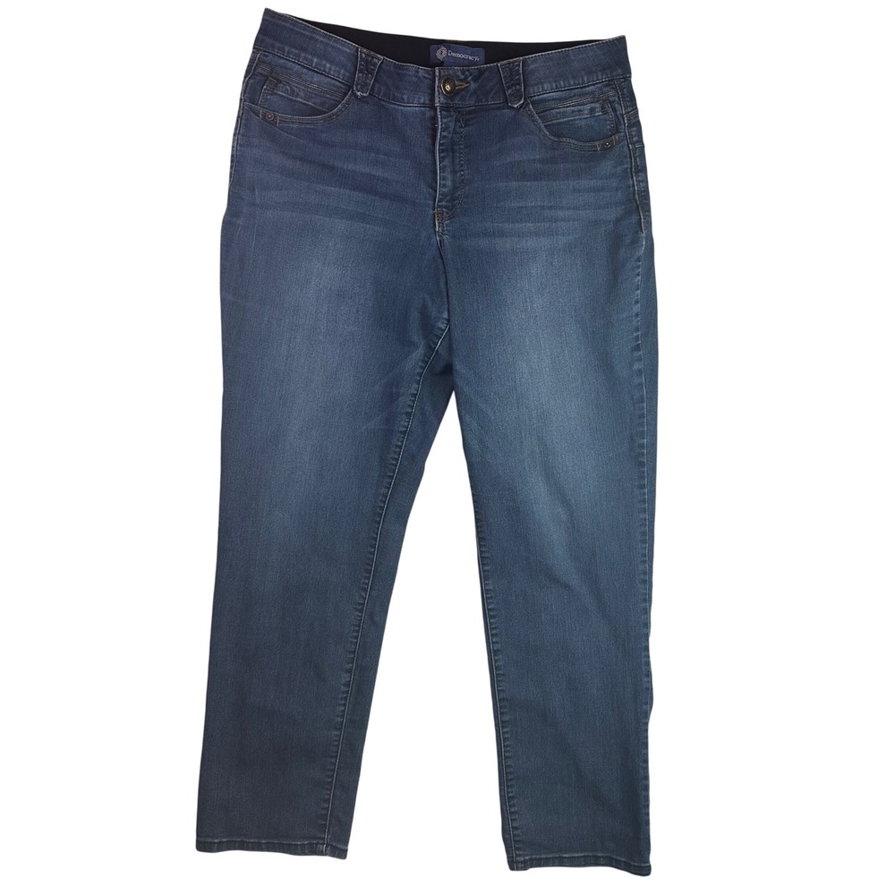 Democracy‎ AbSolution Straight Leg Indigo Blue Denim Jeans Womens 12 Slimming